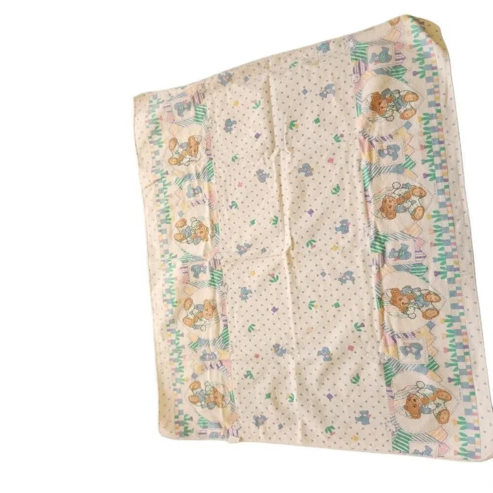 Riegal teddy bear sleepy time fleece blanket vintage baby Swaddle